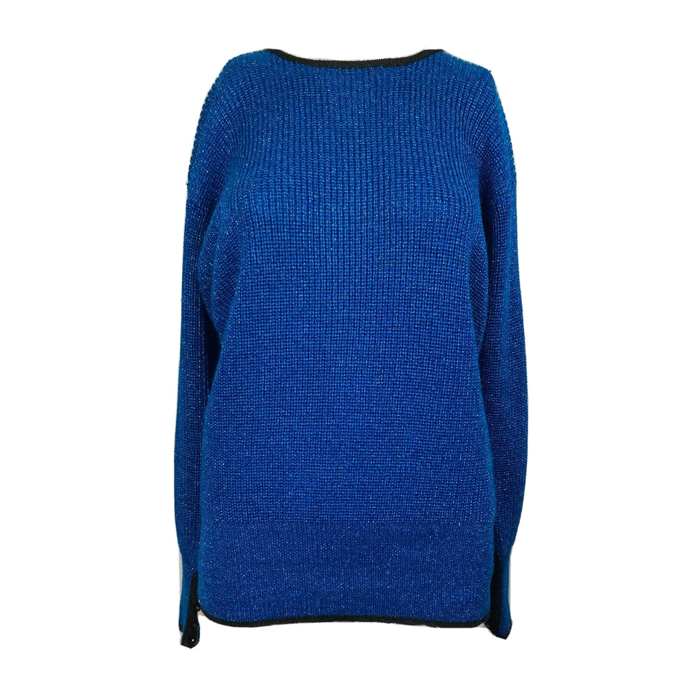 VTG Liz Claiborne Petites Sweater Womens Sz SP Royal Blue Metallic Pullover